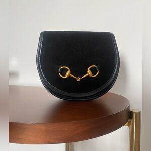 Gucci Horsebit Black Suede Belt Bag/ Saddlebag/ Clutch